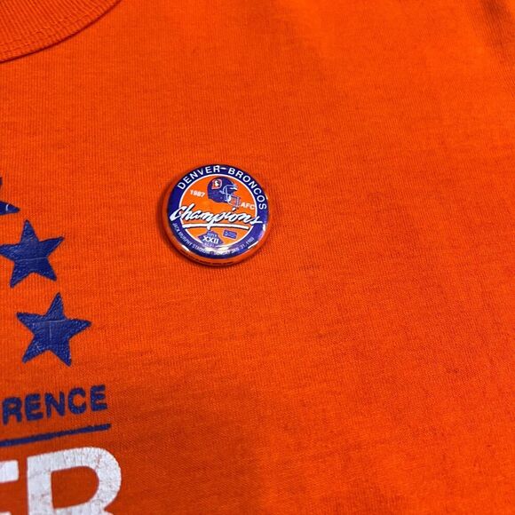 Vintage 1987 Denver Broncos AFC Champs T-Shirt Size Large Orange Graphic Shirt - Picture 7 of 10
